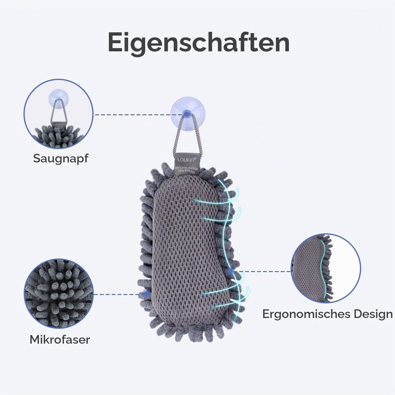 LOUKIN Shag trocken abwischbarer Radiergummi, Mikrofaser-Whiteboard-Radiergummi, für Klassenzimmer, Zuhause und Büro (2 kostenlose 100ml Whiteboard-Reiniger im Lieferumfang enthalten)