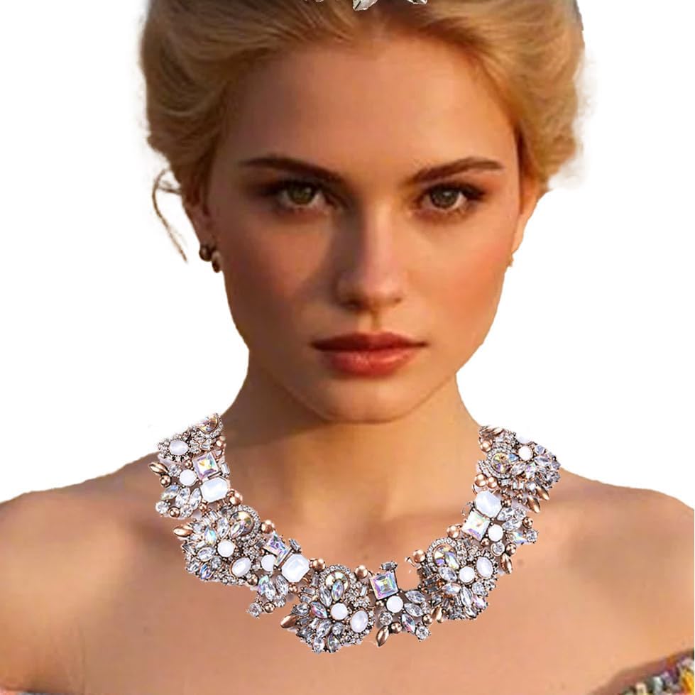 Bib Statement Necklace Colorful Glass Crystal Collar Choker Necklace for Women Fashion Accessories - Image 2