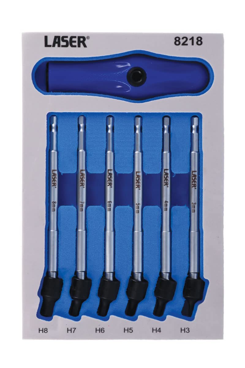 Laser 8218 Universal Joint Hex Bit Set 6pc, Blue