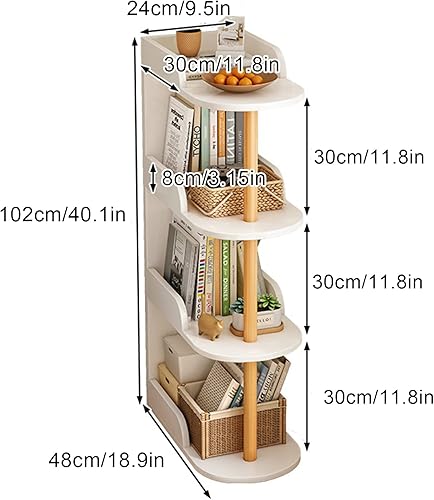 Miniatura 7 de QQXX Estantería esquinera de pared de madera independiente, soporte estrecho de 234 niveles, organizador de almacenamiento para espacios pequeños