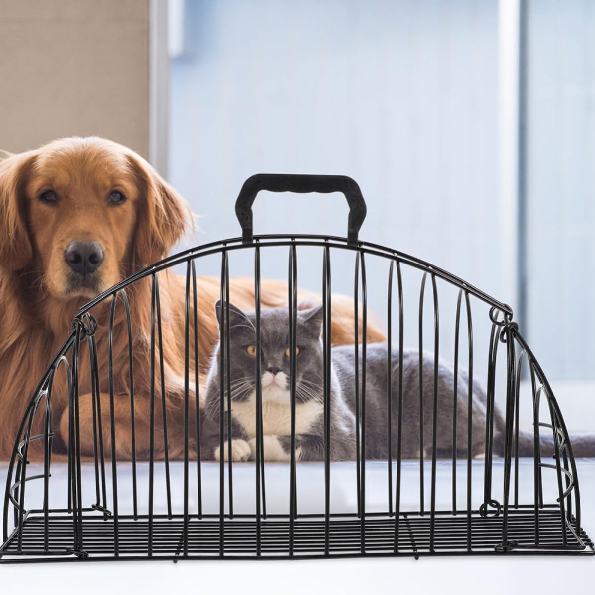 Edelstahl Katzenpflege Badekäfig mit Kratzschutz Tragbarer Waschkäfig für Katzen Leicht zu Entleeren und Trocknen für Haustierpflege zu Hause