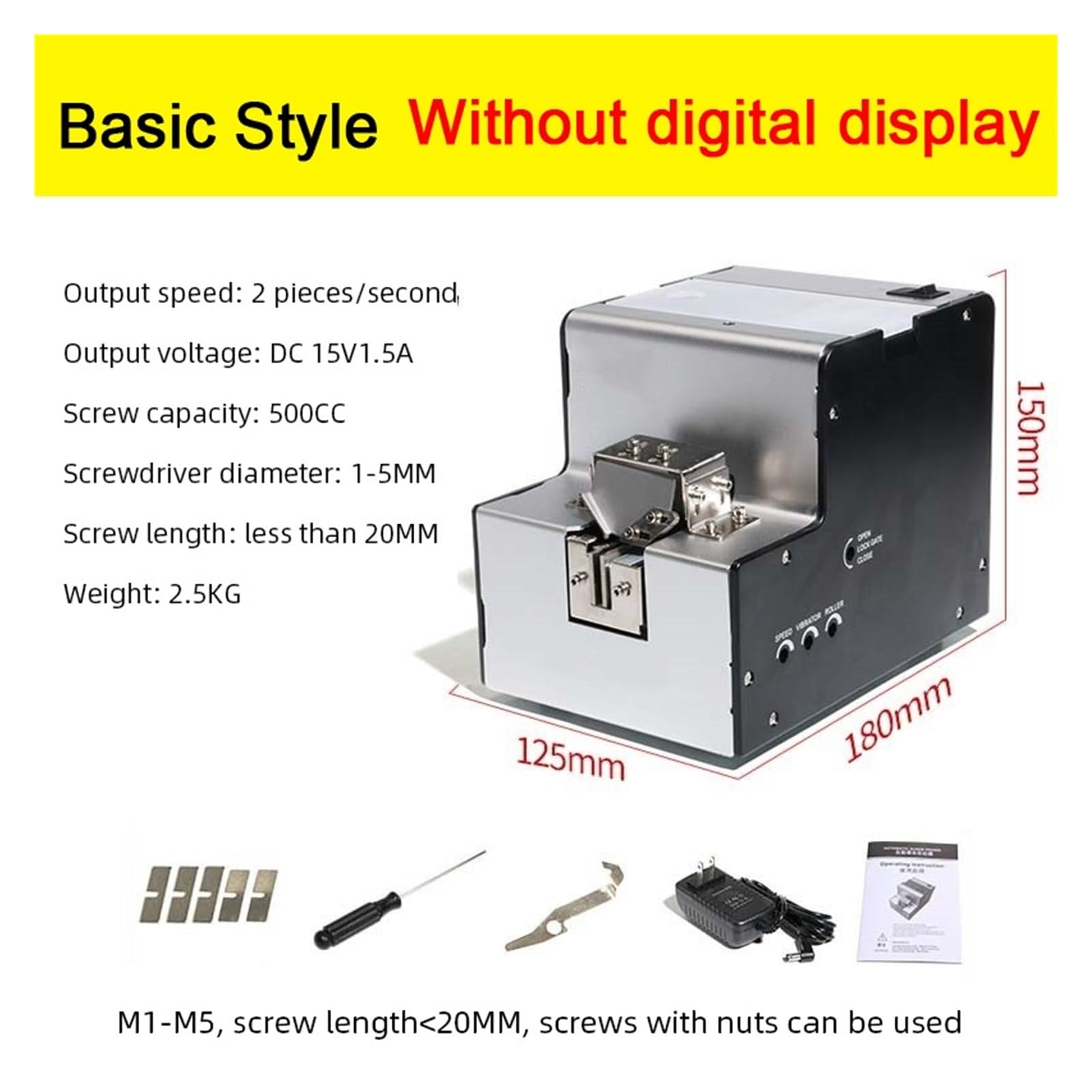 Vollautomatische Schraubenanordnungsmaschine M1-M5 Schraubenzufuhrwerkzeuge 1-5 mm Schraubenanordnungszufuhrmaschine(No digital display)