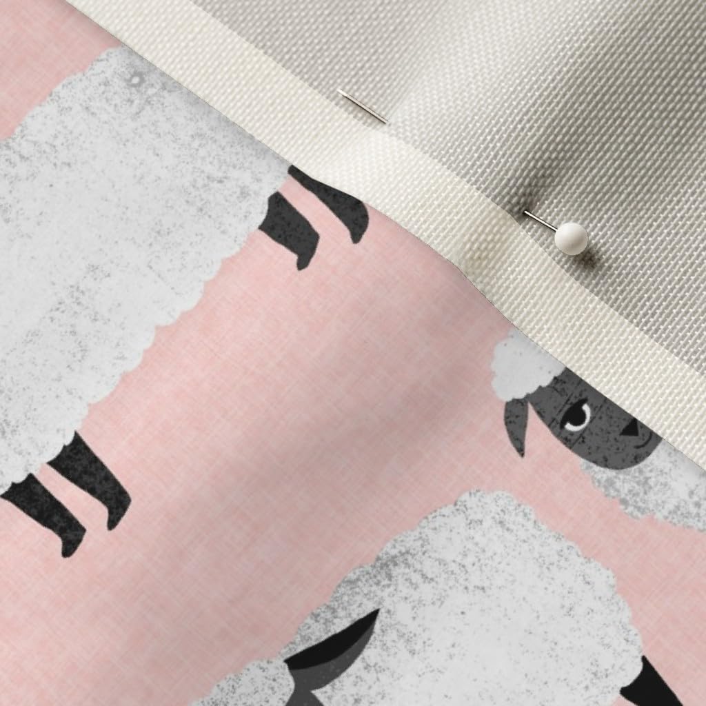 Spoonflower Fabric - Sheep Pastel Pink Knitting Farm Animal Printed on Upholstery Velvet Fabric Fat Quarter - Upholstery Home Decor Bottomweight Apparel