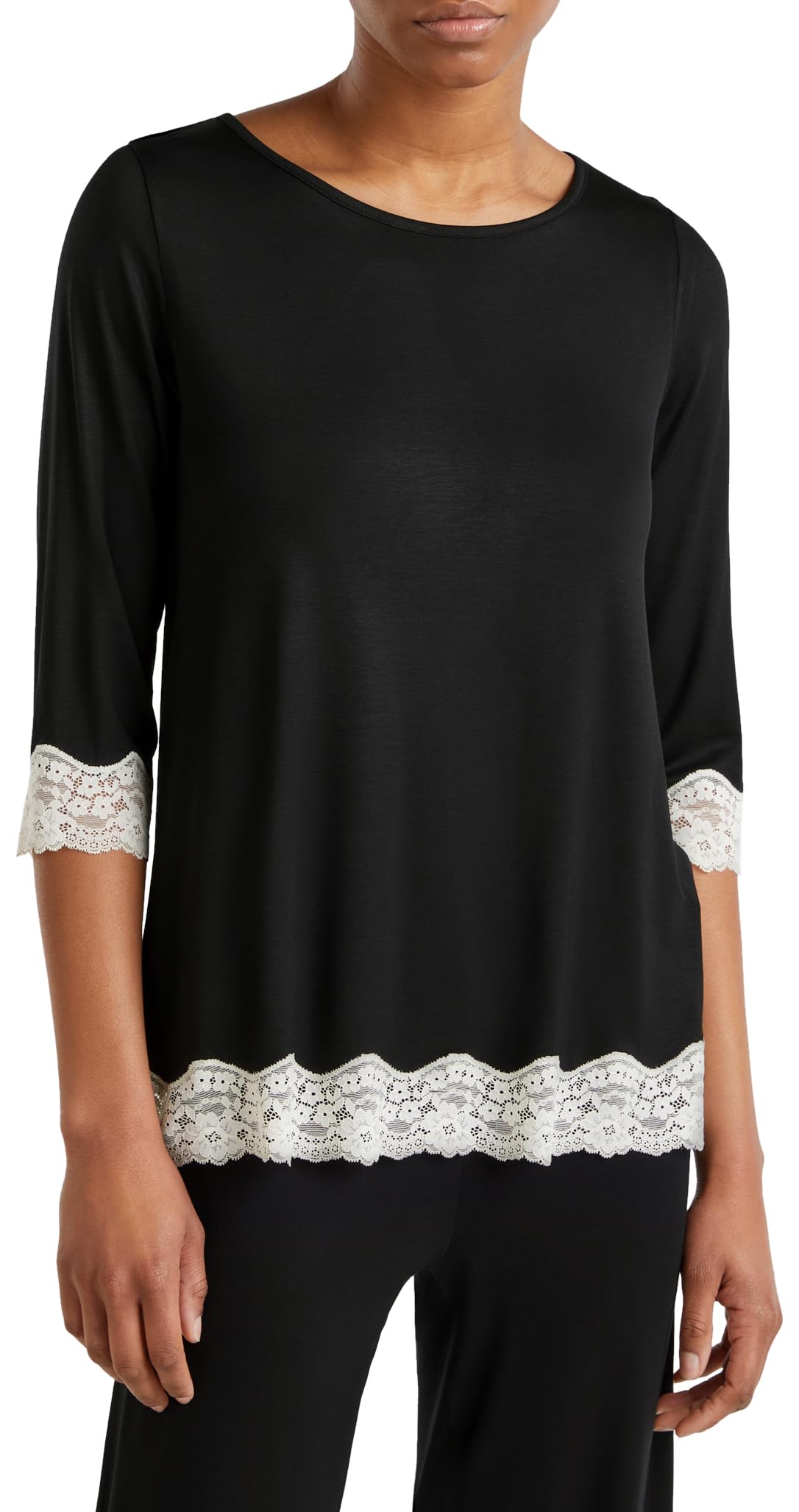United Colors of Benetton Maglia M/L 3z123m07e Camiseta de Pijama, Negro, S Mujeres