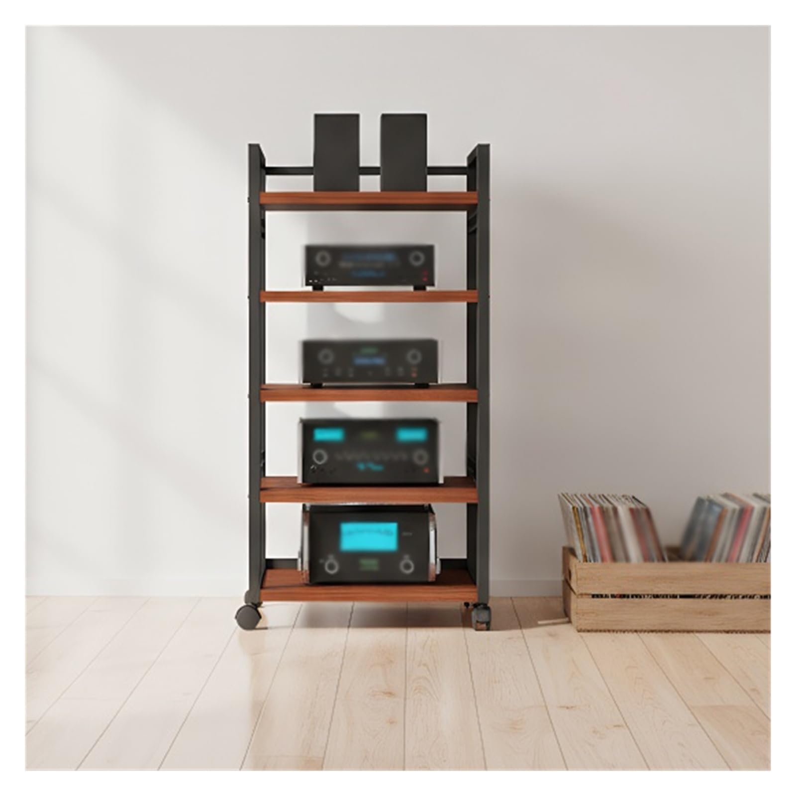 Stojak na sprzęt audio Hi-Fi 5-poziomowy, szafka do przechowywania komponentów AV, gramofon i stojaki, szafka na sprzęt audio, półka AV, stolik pod telewizor(Brown)