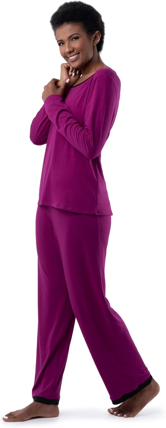 Fruit of the Loom womens Long Sleeve Tee and Pant 2 Piece Sleep Set - Image 7