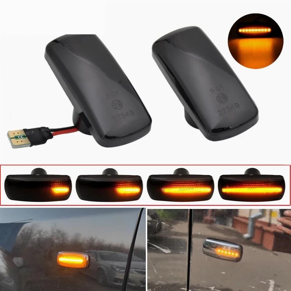 Intermitente Lateral Para Chrysler 200 300C Accesorios Para Automóvil Señal Giro Dinámica Luz Posición Lateral Luz Intermitente Secuencial Diseño Automóvil(Dynamic Smoke)