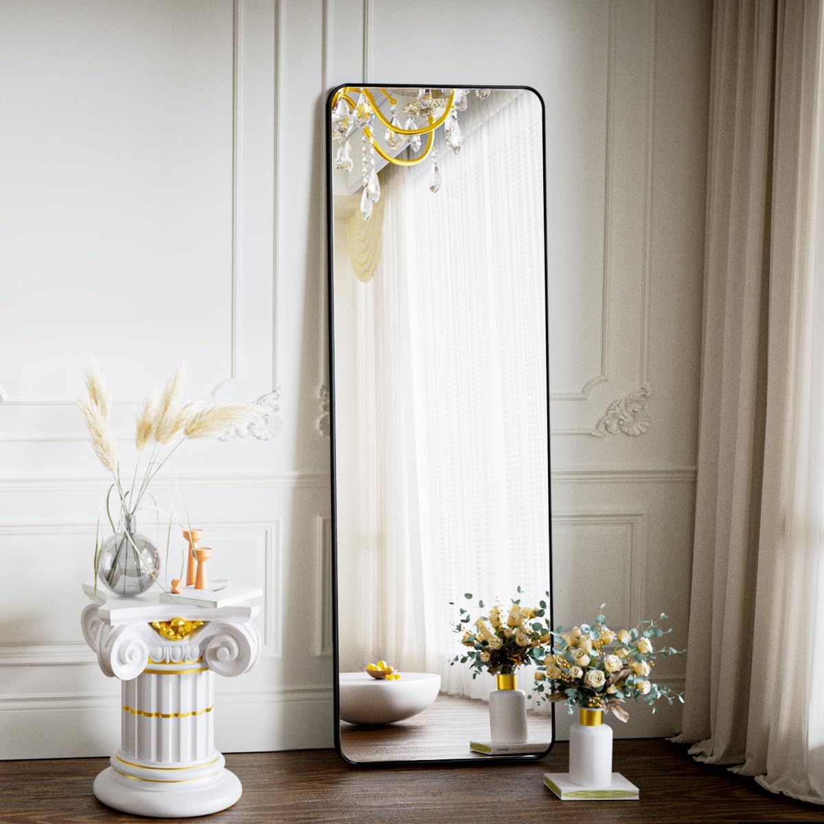 Koonmi Standing Mirror with Rounded Corners, 40 x 140 cm, Full Body