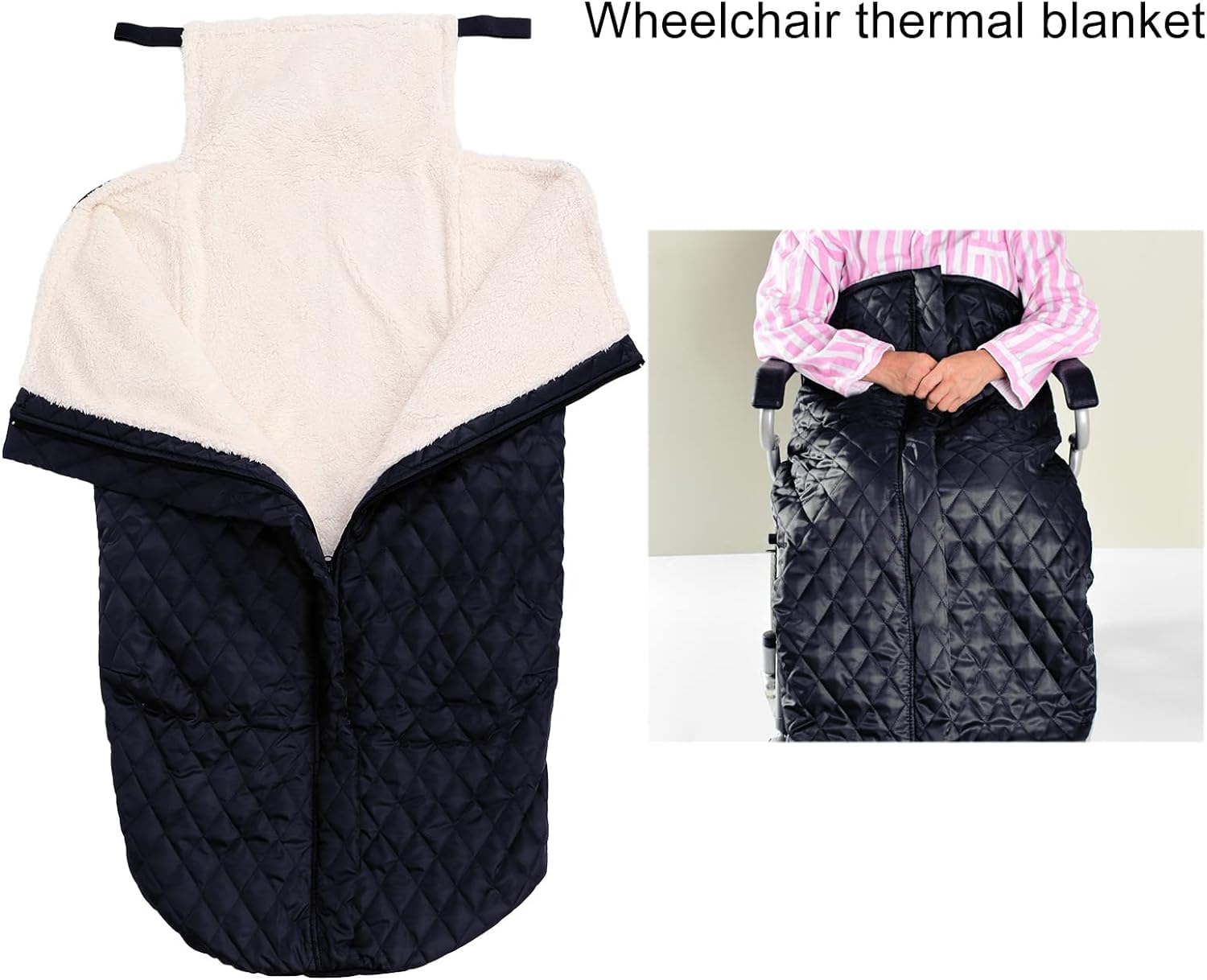 JCAKES Manta para Silla de Ruedas Manta térmica Engrosada for Silla de Ruedas, Manta Envuelta en Lana for Silla de Ruedas for Pacientes con Movilidad Limitada o Ancianos Cálido (Color : Noir)