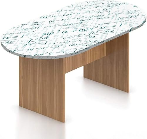 XISUNYA Mantel ajustable ovalado, decoración de aula de matemáticas, funda de poliéster elástico, varias fórmulas matemáticas complejas impresas, se