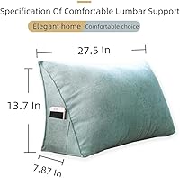 Vista 2 de Almohadas de cuña para cabecero, almohadas de lectura para respaldo desmontables y lavables, cómoda protección de cintura, almohada triangular
