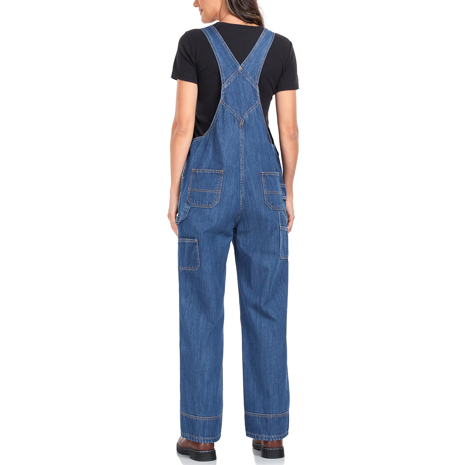 HISEA Salopette à bretelles en jean pour femme, coupe ample, en coton, extensible, pour le travail, l'automne