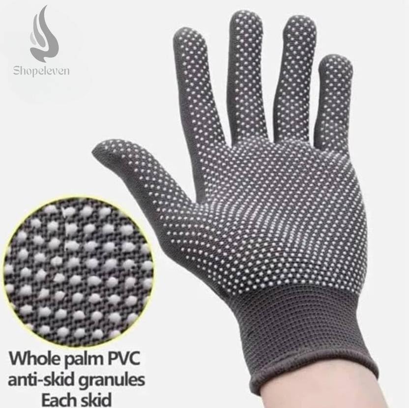 Image of Black and White PVC Cricket Batting Gloves - Dotted Tennis Design for Men with Flexible and Secure Elastic Wrist