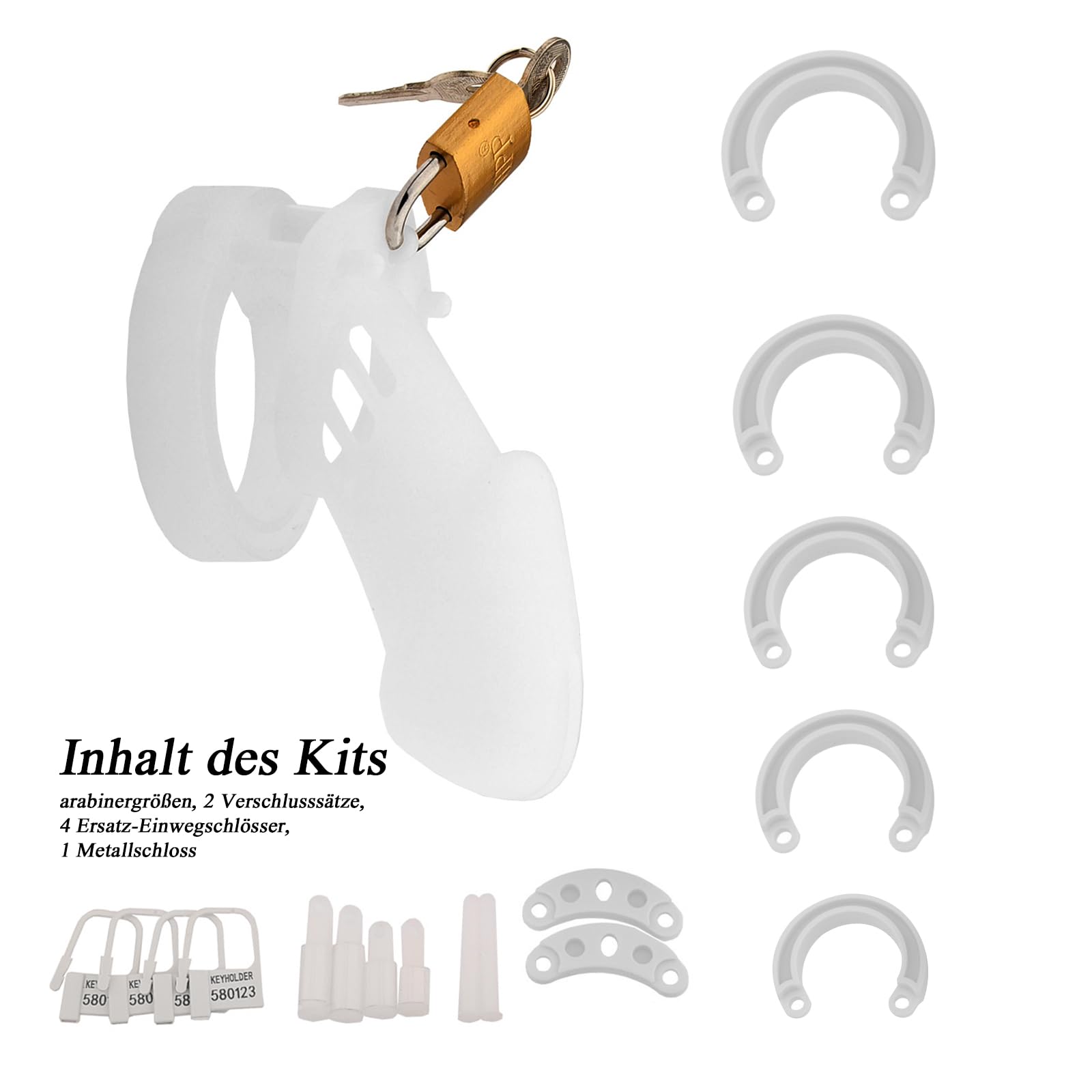 BDSMYEE Chastity cage in Silicone, Gabbie per Pene con 5 Anelli per il Pene, cock cage per uomo, gabbia castità gabbietta di castità per Prevenire L'erezione (Trasparente, Lungo)