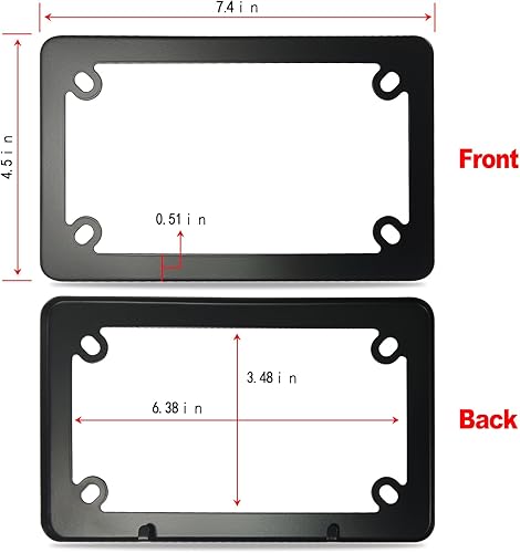 Miniatura 3 de Marco para placa de matrícula de motocicleta, soporte de placa de acero inoxidable mate negro mate, 4 agujeros, soporte de metal resistente, 1