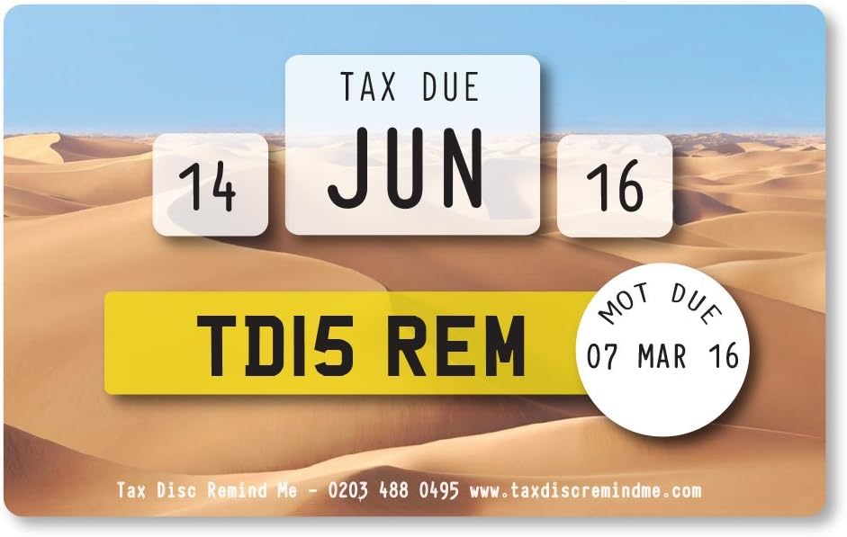 Custom Road/Vehicle Tax Card Reminder – Nature (Desert)