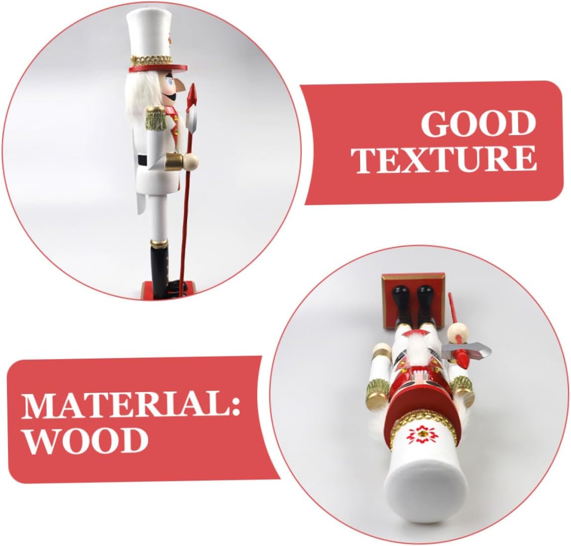 Ciieeo Wooden Nutcracker Figurine 39.5cm Traditional Xmas Nutcracker Soldier Decoration Red White Gold Christmas Table Centerpiece for Holiday Home Decor