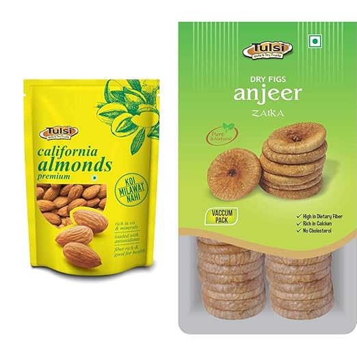 Tulsi California Almonds Premium, 200g + Tulsi Dry Figs Anjeer Zaika 500g