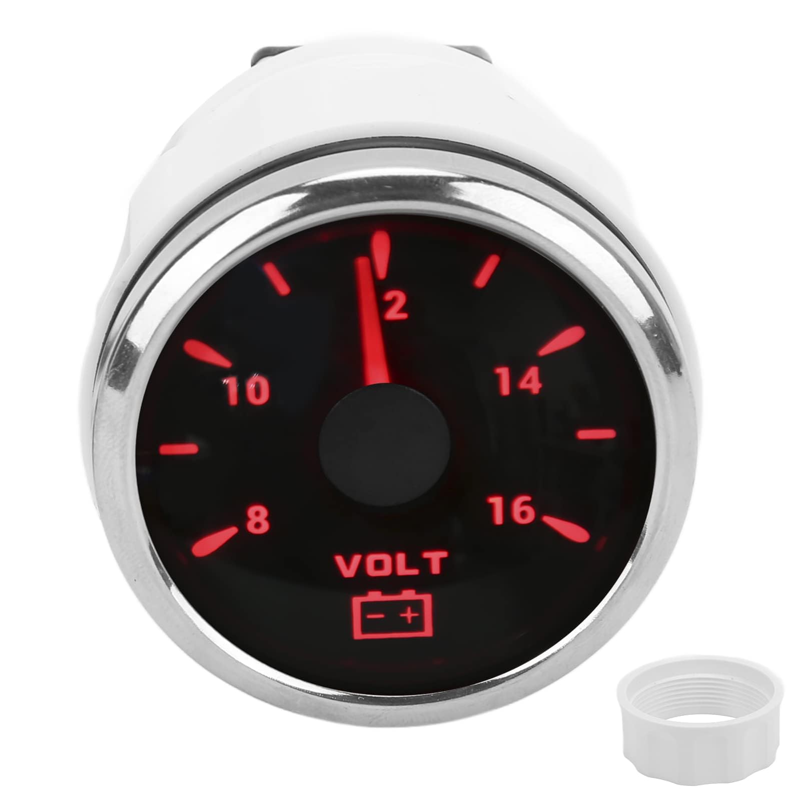 Jauge de Voltmètre Marin, 52 Mm Jauge de Tension Marine Pointeur 8-16V Voltmètre étanche Voltmètre Marin Jauge de Tension de Bateau avec Rétro-éclairage 7 Couleurs pour Bateau RV Car(le noir)