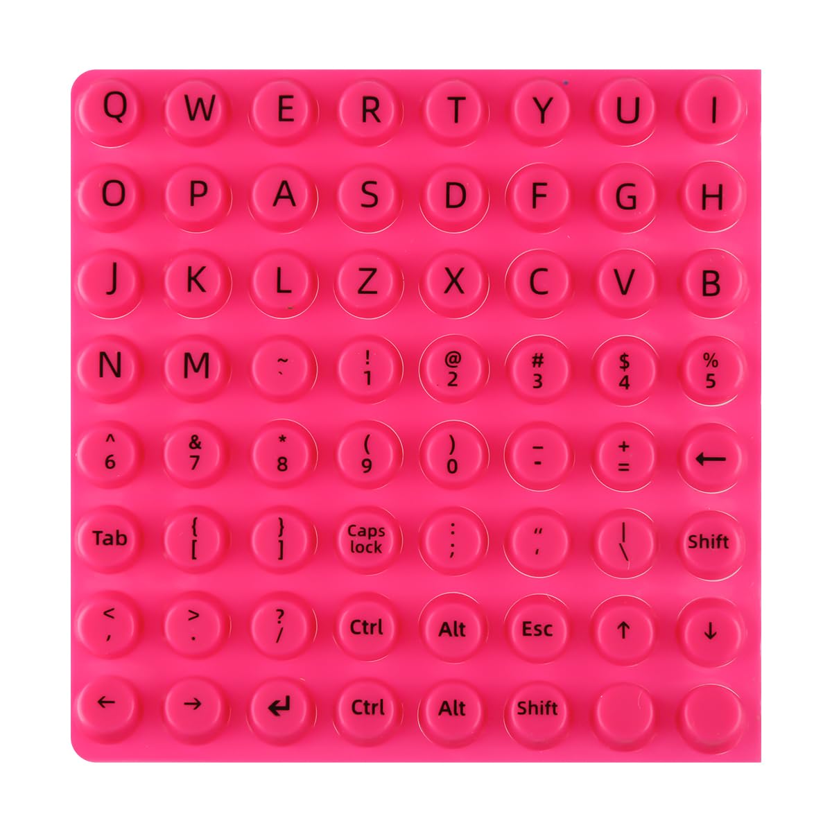 Lotsdonxia Pink 64 Pcs Raised Keyboard Stickers For Long Nails - Soft Silicone Keycap Risers With Letters, Universal Fit For Typing Comfort (Pink)