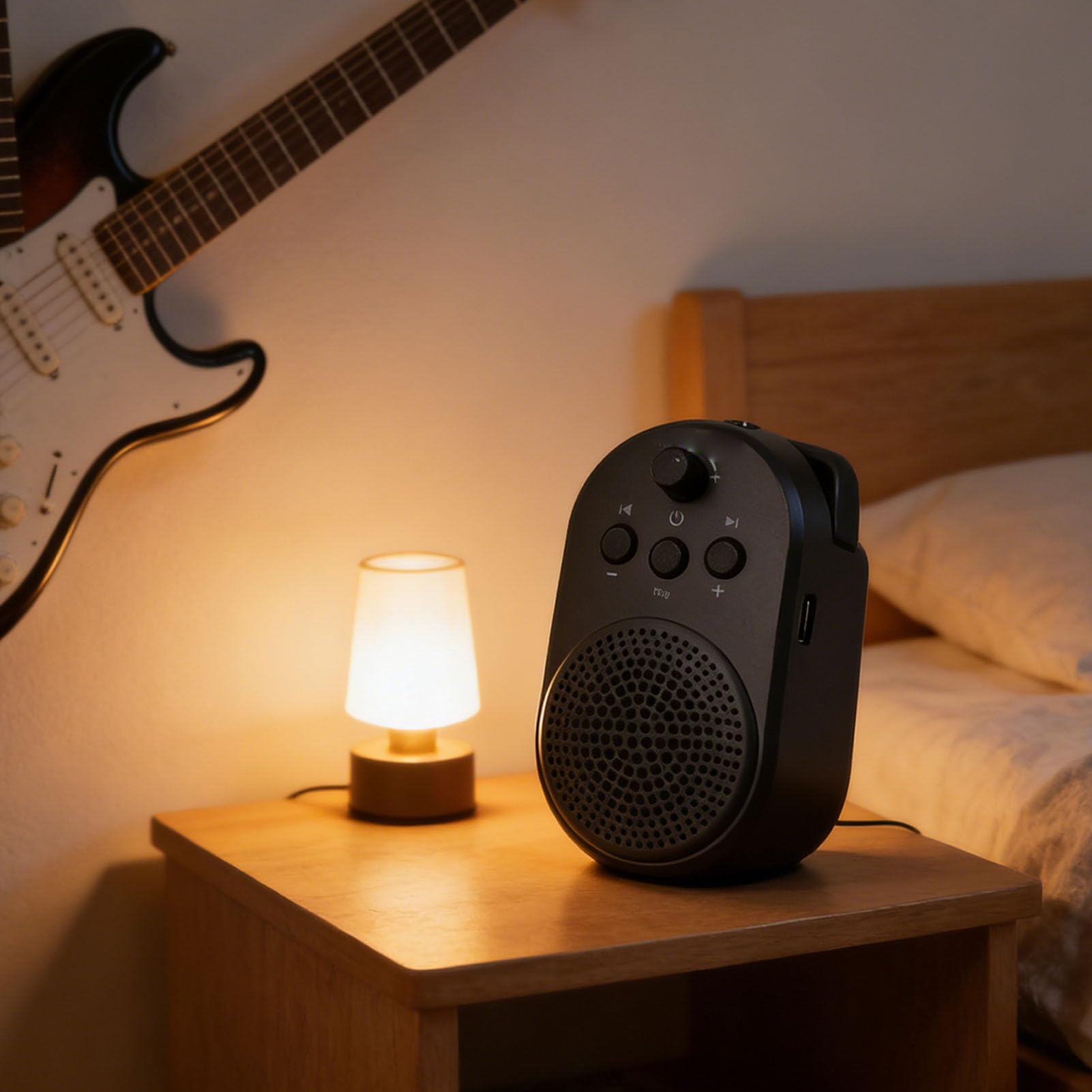 Tosuny Mini Amplificateur de Guitare électrique 5 W, Ampli D'entraînement Portable Rechargeable avec Streaming Bluetooth et Lecture USB, Entrée 6,35 Mm Plug and Play pour Guitare
