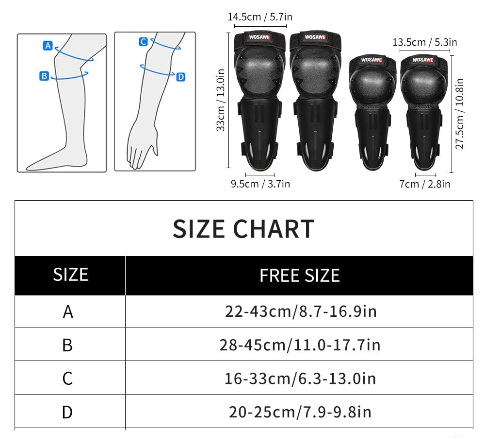 WOSAWE Motorfiets Knie Elleboog Pads Volwassenen Verstelbare Racing