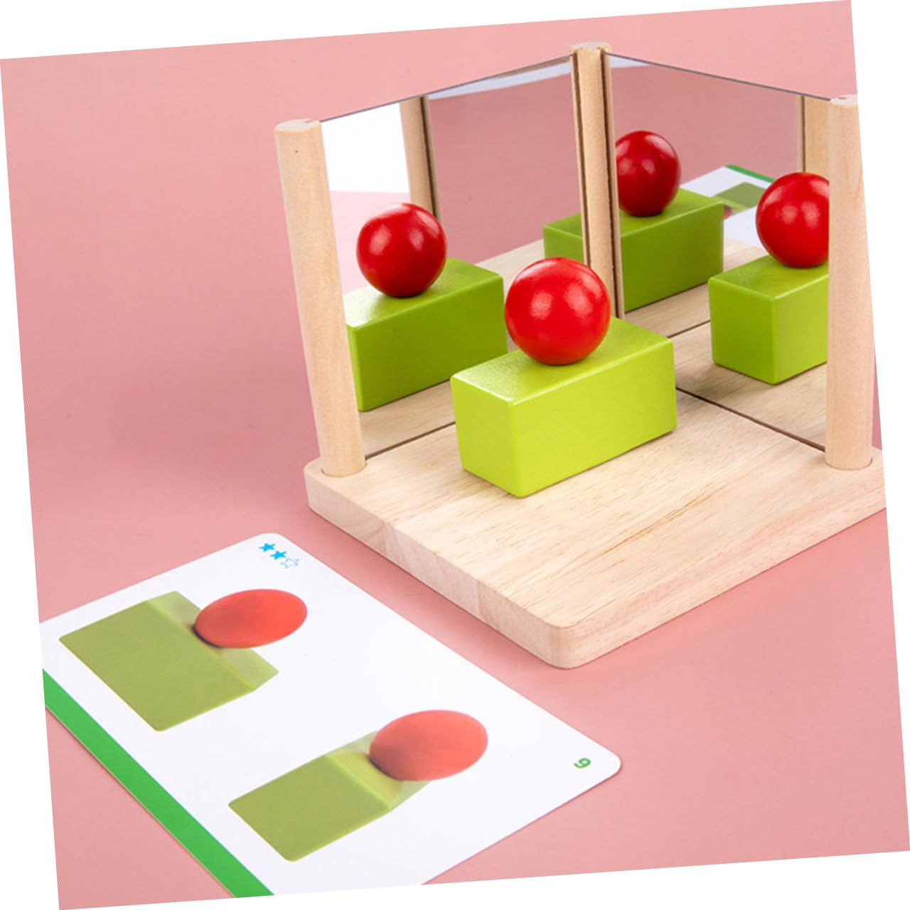 Bloques de Juguete para Niños, 1 Juego de Espejo, Madera y Vidrio | Estructura Espacial, Entrenamiento de Pensamiento Lógico, Obsequio de Cumpleaños y Festival