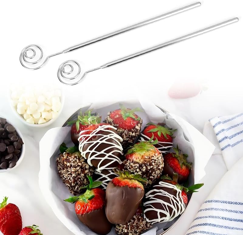 2 Pack Dipping Tool - Large Chocolate Dipping Tool Set - Reliable Stainless Steel Spiral Swirl Candy Fork for Handmade Praline and Truffle Baking (2 Pack)