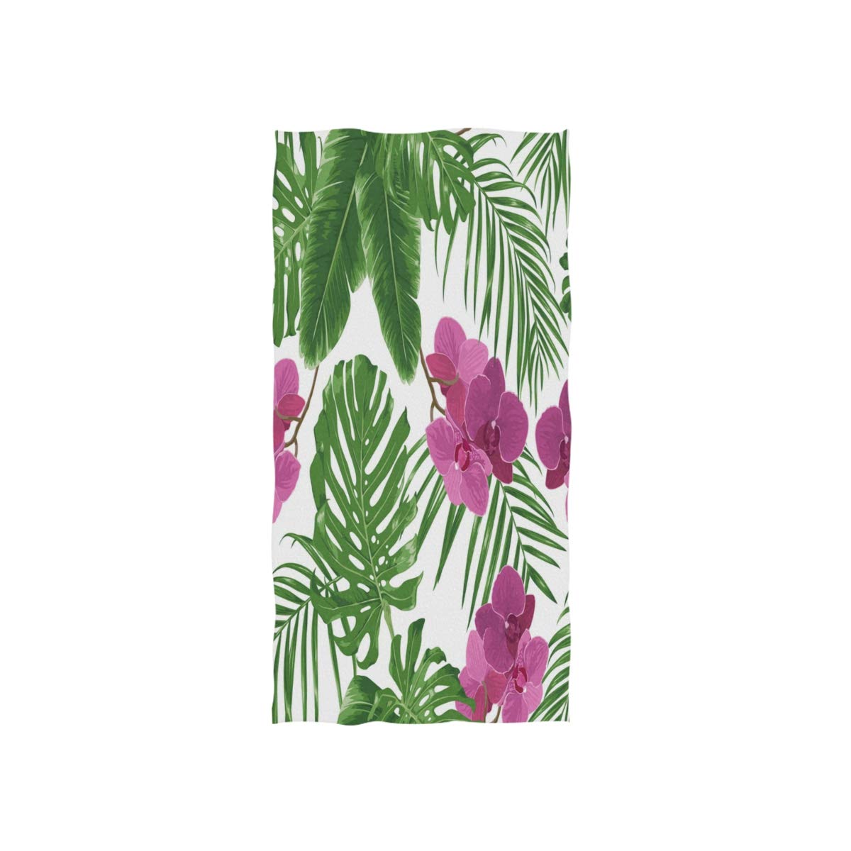 HUYGD Tropical Palm Tree Leaves Orchid Flower Soft Bath Hotel Spa Hand Gym Sport Towel 76 x 38 cm(30 x 15 Inches)