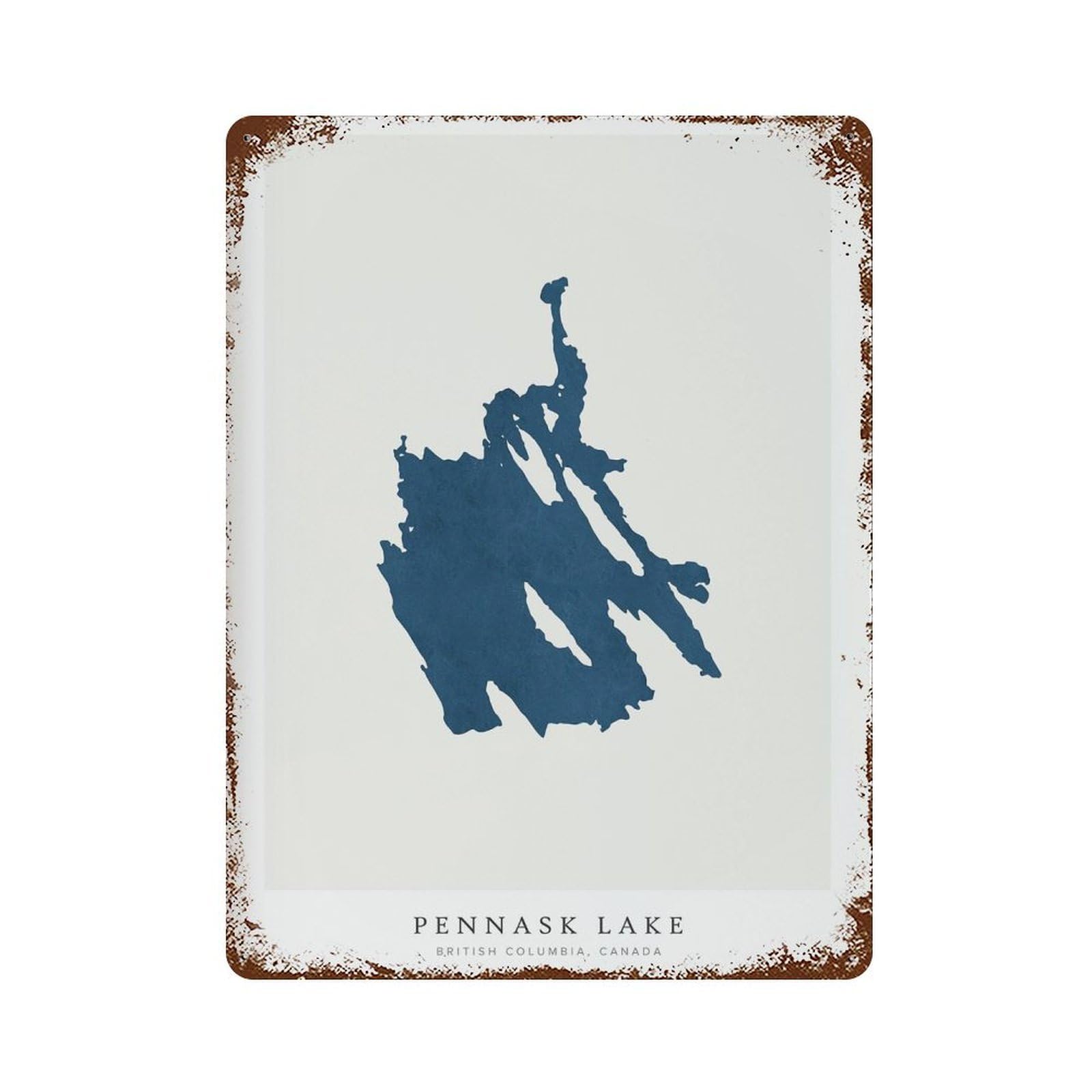 xiaoxiaoshen Pennask Lake Map British Columbia Wall Decor Art Metal Tin Poster Modern Home Decor Art Home Bar Shop Decorations Vintage Sign 40x30cm