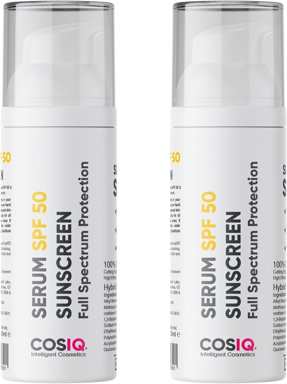 Sunscreen SPF 50 PA++++ Serum | UVA/B & Blue Light Protection for Men & Women | Broad Spectrum Sun Protection | Oily, Dry, Sensitive & Combination Skin | No White Cast | 30ml, Pack of 2