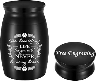 Personalized Small Urns for Pet Ashes 3 Inches Mini Urn Aluminum Ashes Keepsake Urn Small Cremation Urn for Dog Cat Ashes - You Have Left My Life but You Will Never Leave My Heart