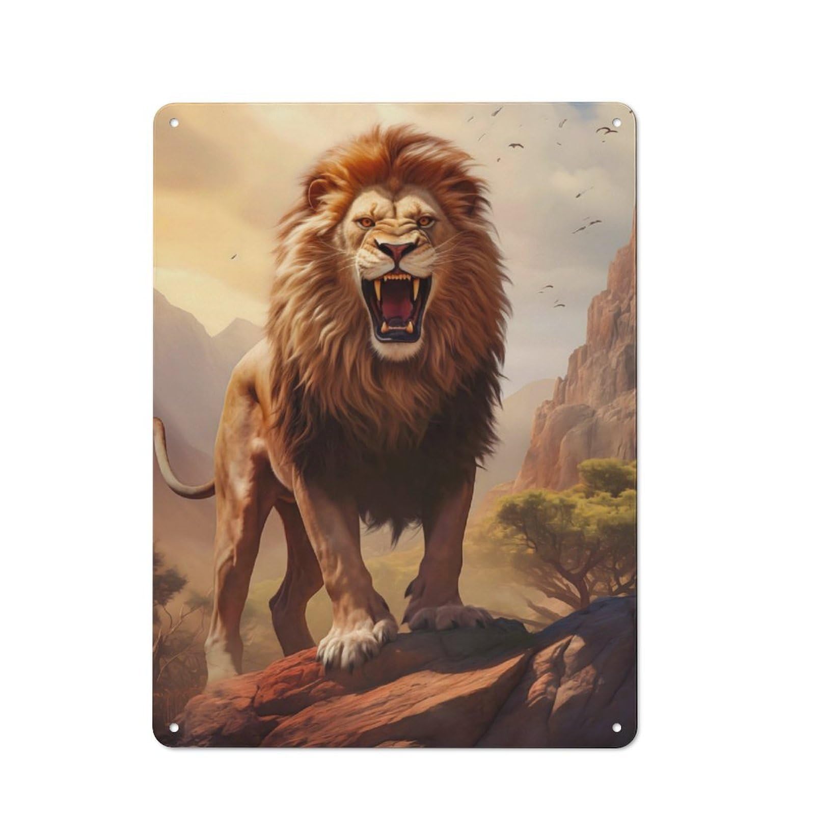 Junmoney Angry Wild Lion Tin Sign 40X30cm With For Workshop Wall, Retro Decor, For Vintage Wall Decor Fans, For Garage And Workshop Walls