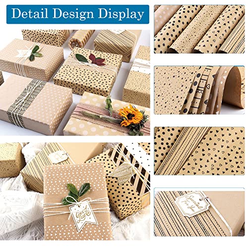 Gift Wrapping Paper - 6 Sheets Present Wrapping Paper Set 70x50cm Eco Friendly Recyclable Premium Birthday Gift Wrap Perfect For Wedding Party Mens Women Kid Girl Boy Valentine's Day Baby Shower Party - Image 2