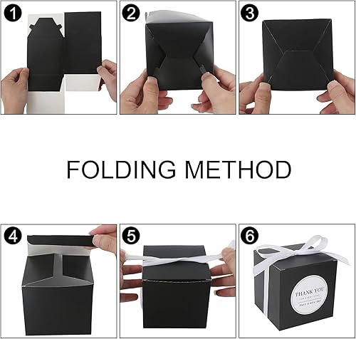 Miniatura 6 de COTOPHER Paquete de 60 cajas de regalo pequeñas de 4 x 4 x 4 pulgadas, cajas de regalo negras con tapas para regalos, manualidades, recuerdos de