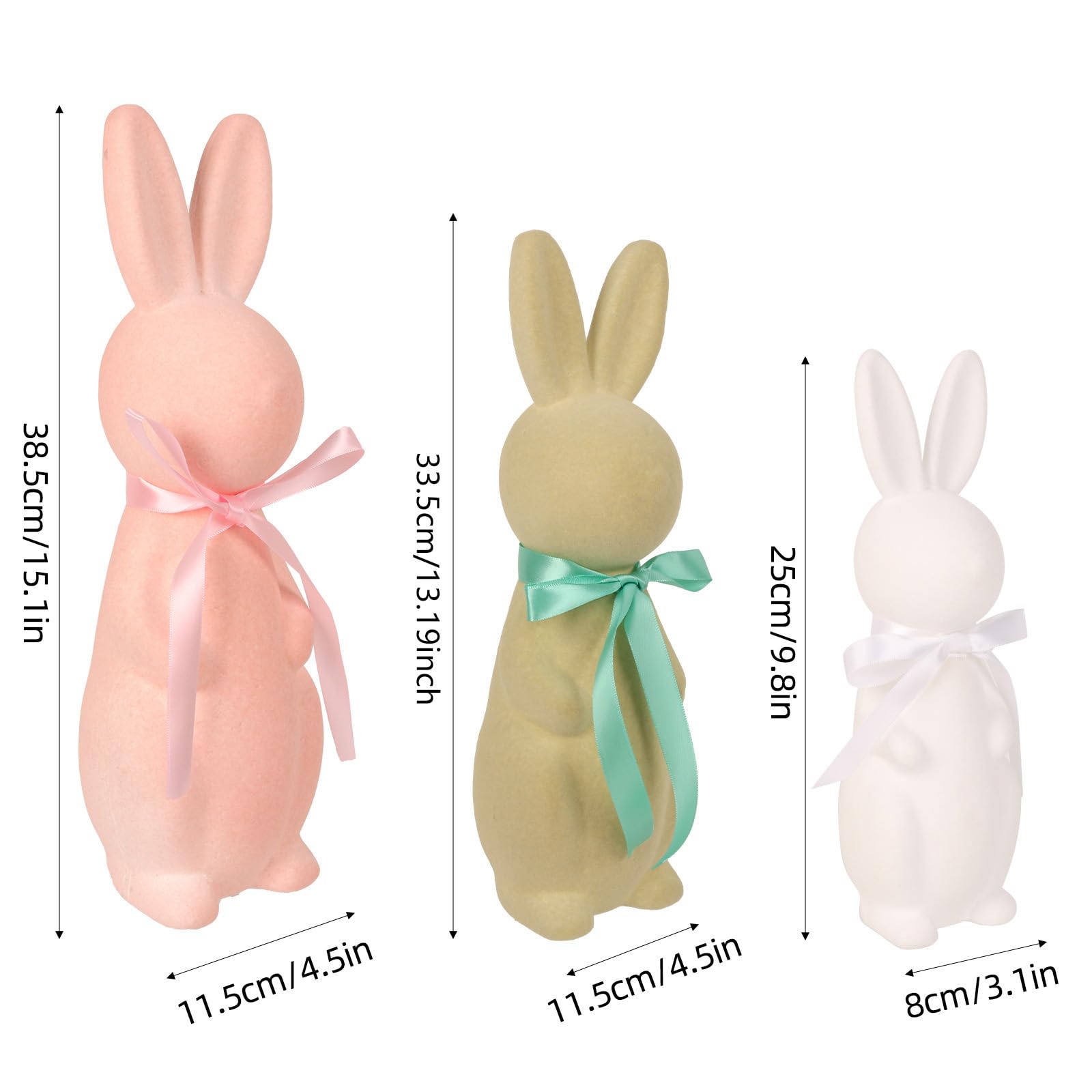 Statuetta pasquale floccata, decorazione da tavolo, regalo di Pasqua, statua di coniglio in schiuma per mensola, soggiorno, scrivania, camera da letto, libreria Roba per La Scuola (C, One Size)