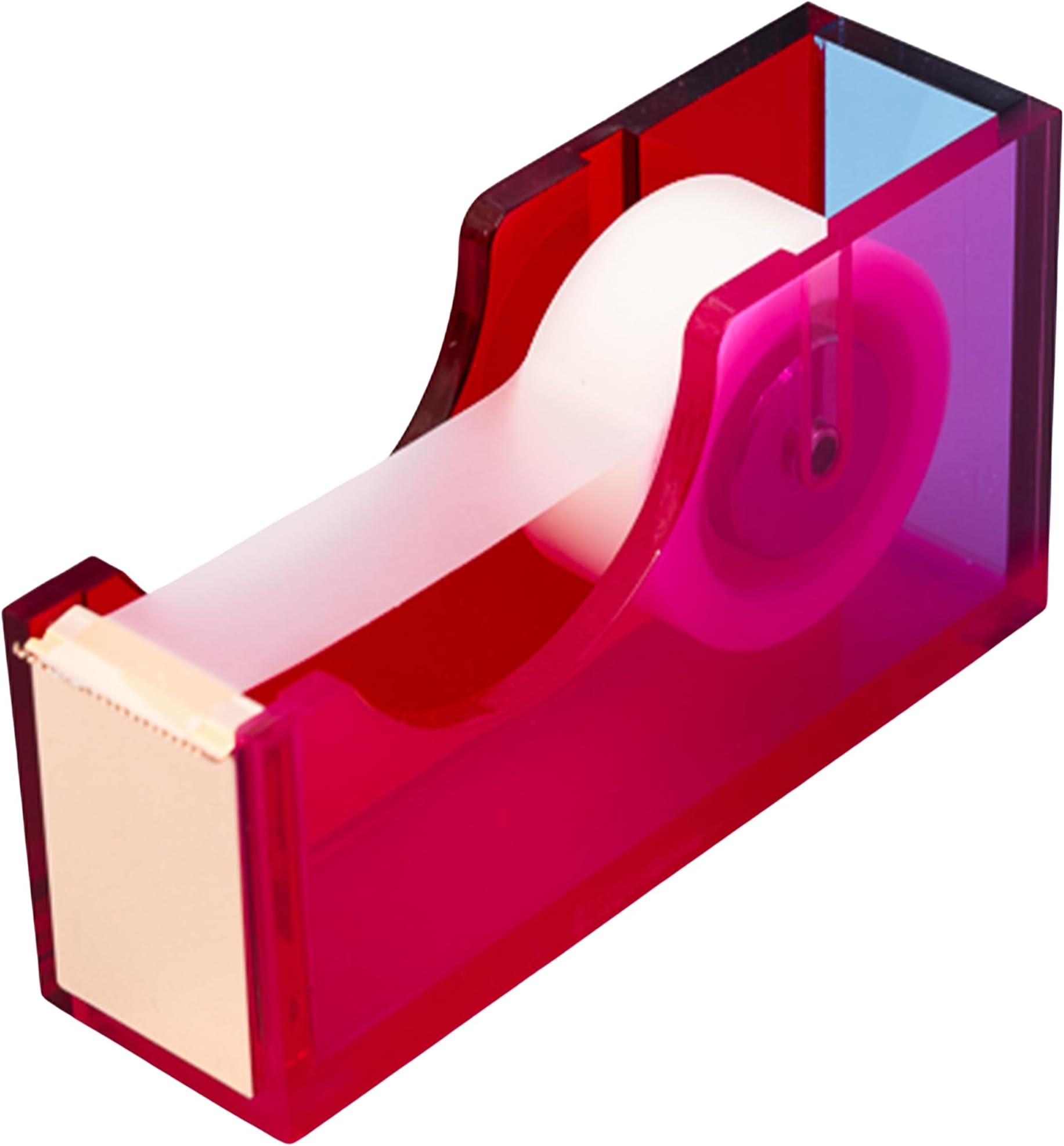 Cute Acrylic Tape Dispenser, Fun/Unique/Colorful Desk Accessories for Work/Office, Colorblock