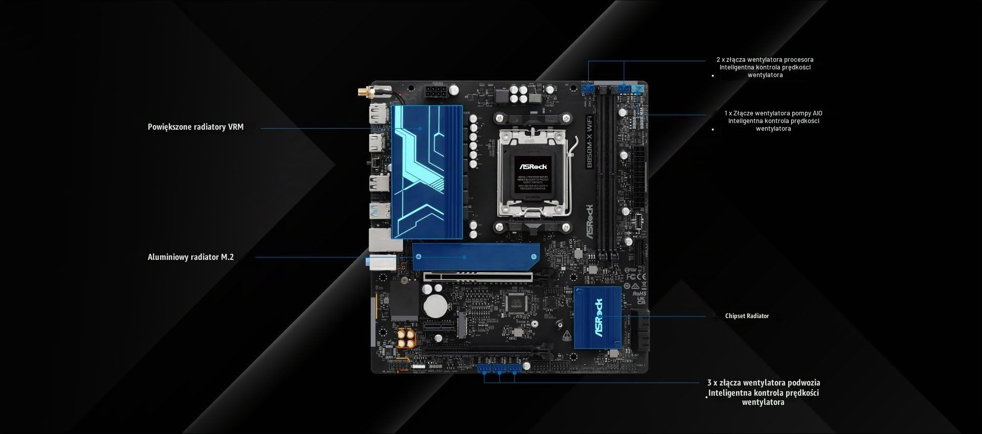 Asrock Płyta główna B850M-X WiFi B850 AM5 Micro ATX WiFi R2.0 PCIe 4.0