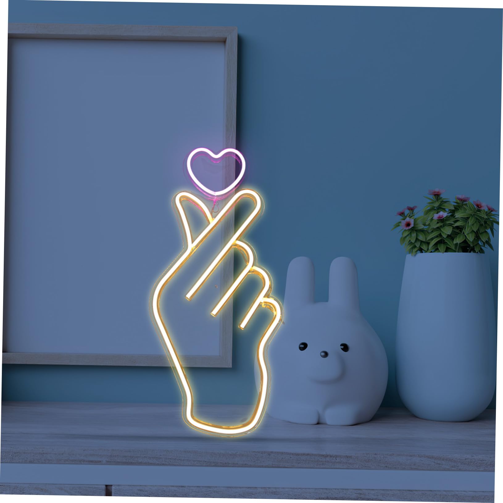 Enseigne Néon LED Main Cœur Décor Mur Chambre, Acrylique