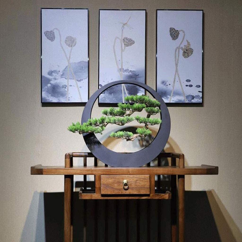 Plantes et Fleurs artificielles/Arbres artificiels Nouvel Artiste de Luxe léger de Style Chinois Décoration de la Maison Ornements Zen Pin de Bienvenue Artificiel Bonsaï en Fer forgé S