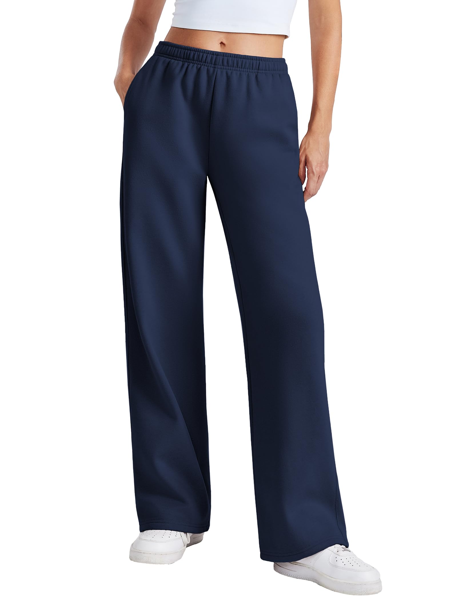 Women's Fleece Lined Wide Leg Sweatpants Petite/Regular
