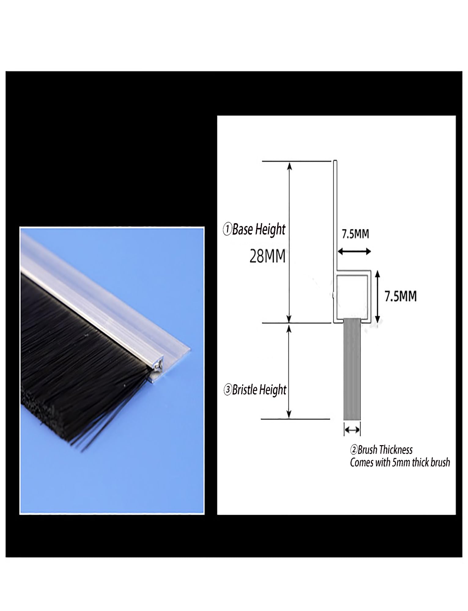 H-Sd listwa szczotkowa ze stopu aluminium, 100 mm, nylonowa uszczelka do przemysłowych, pyłoszczelnych, maszyn do uszczelniania drzwi, sprzętu CNC, długość 8 cm i odporna na warunki atmosferyczne