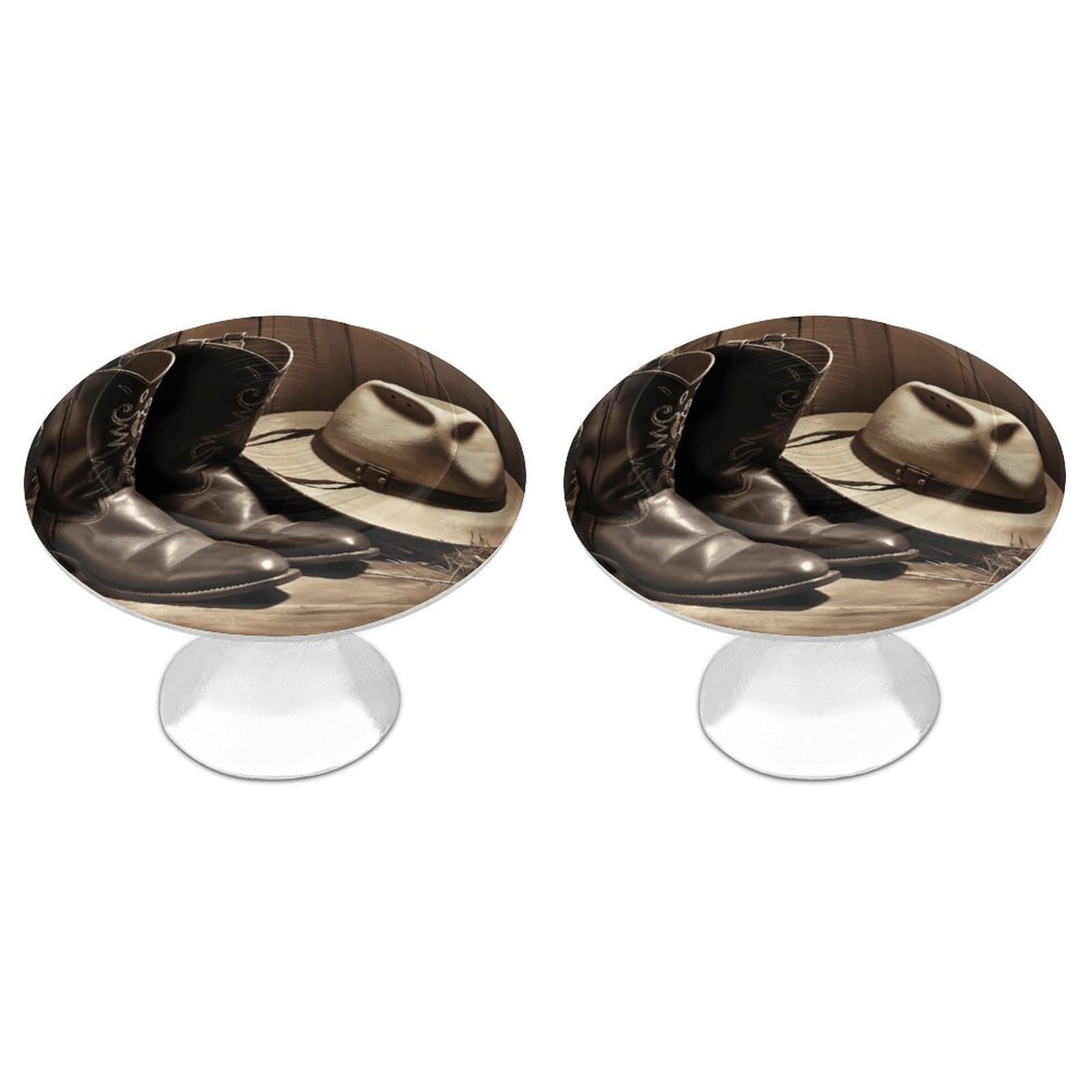 Vstadank Style Cowboy Black Hat Western Boots Drawer Pulls Sturdy Stainless Steel Door Handle Round Cabinet Knobs Fashion Dresser Drawer Knobs Door Pulls Exquisite Cabinet Handles Furniture Pull 2Pcs