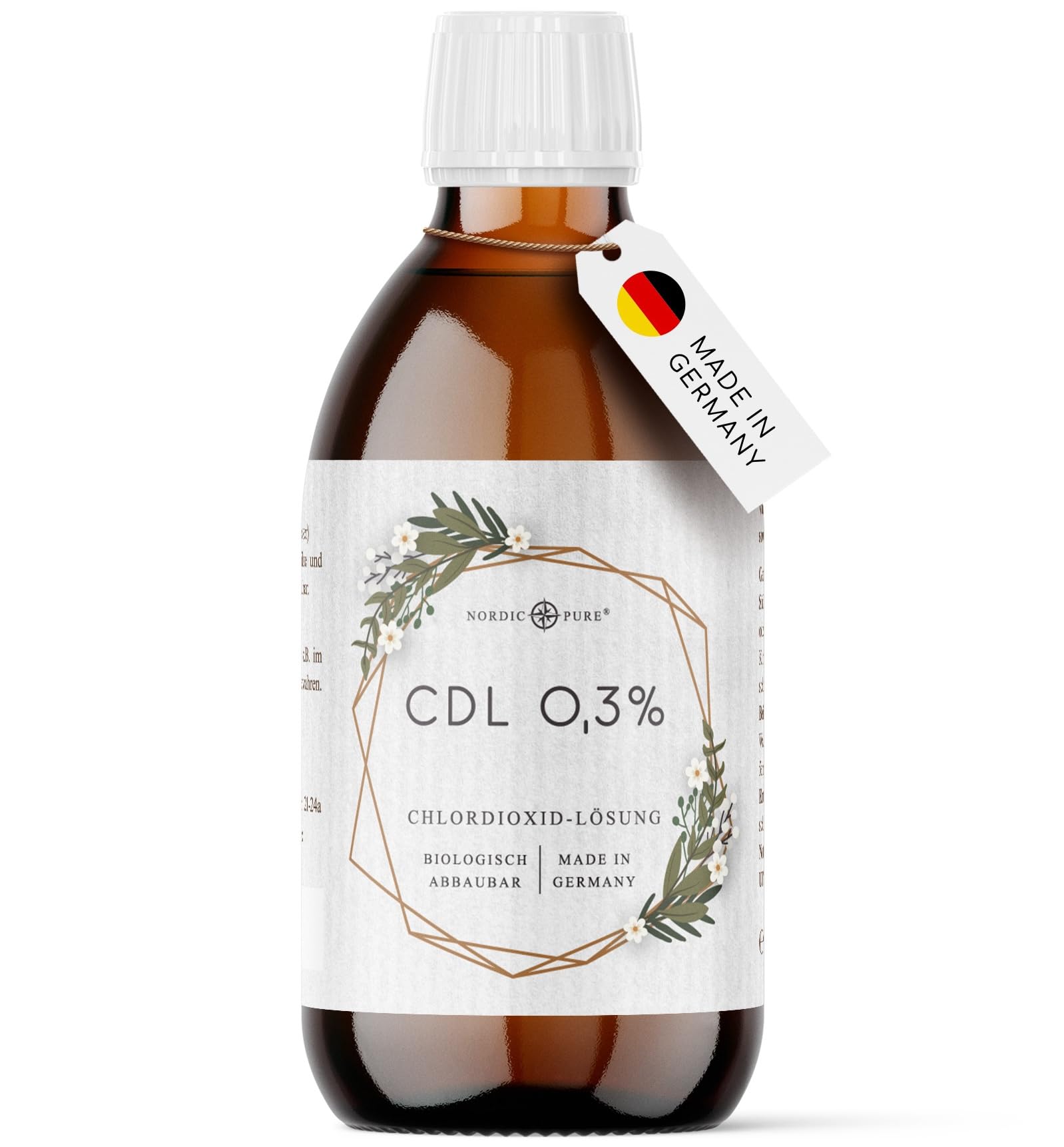 CDL - 250ml Chlordioxid Lösung 0,3% von Nordic Pure | Chlorine Dioxide Solution in Braunglasflasche zur Trinkwasserdesinfektion (250ml)
