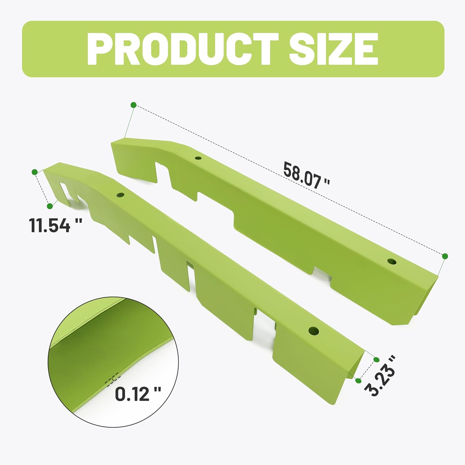 KUAFU Right & Left Full Center Frame Rail Rust Repair Kit Compatible with 2004-2008 Ford F150 SuperCab 4WD 2.5 Doors Frame Repair Powder Coated Steel Green