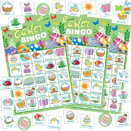 JOYIN 28 Players Easter Bingo Cards (5x5) for...