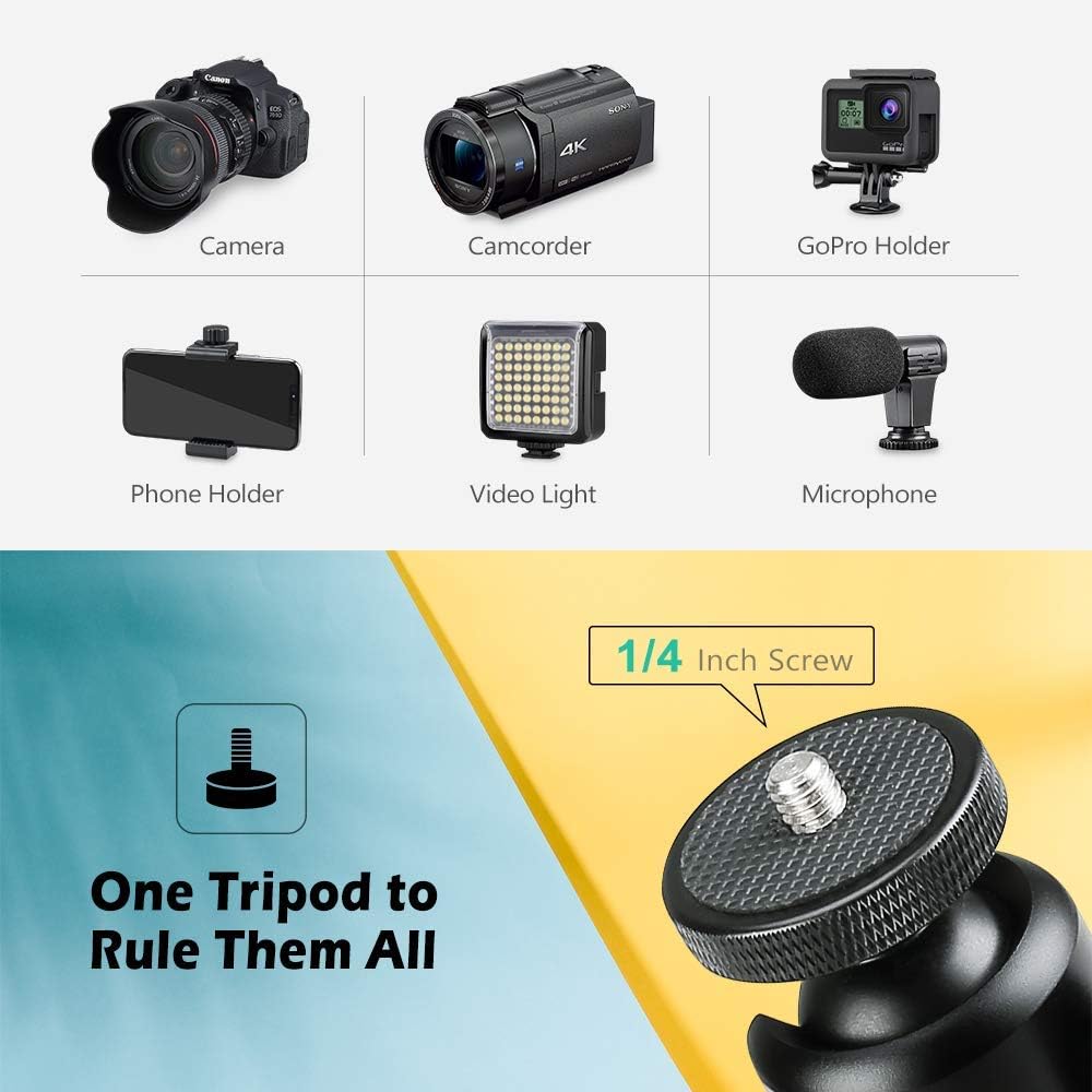 Zeadio Metal Mini Tripod + Ball Head Mount, with 1/4 Inch Screw Desktop Tabletop Stand Tripod, Fits for Smooth 4, Osmo Mobile, Vimble 2, Gimbal Handle Grip Stabilizer and All Cameras : Electronics