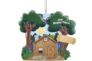 Lake Cabin Scene Personalized Christmas Tree Ornament