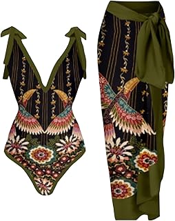 3 peças de maiôs para mulheres vintage colorblock abstrato estampa floral 1 peça maiô 1 peça saída de praia duas peças estampa vintage monoquíni biquíni 2 peças tanquíni duas peças (A, G)