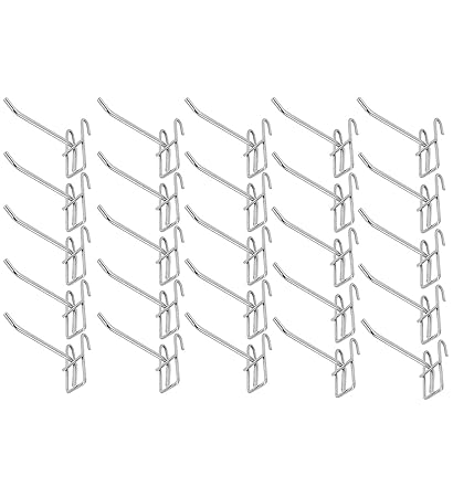 Pegboard Hooks Display Hook, Wall Bracket Grid Wall Bracket Pegboard Pegs Board Tool Grid Hooks for Organizing Set of 15 (25)